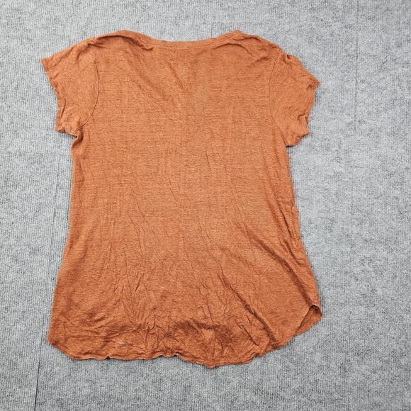 Tahari Shirt Womens Medium Linen Short Sleeve V Neck Lightweight Summer Coastal - Picture 5 of 5